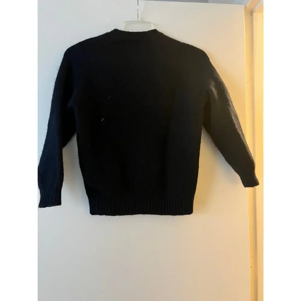 Zara Black Wool Long Sleeve Sweater Sz L - Picture 5 of 6